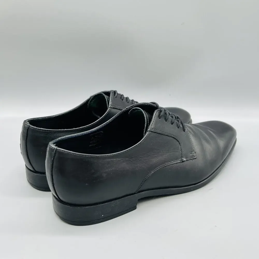 Paul Smith Shoes Mens 9 Black Leather Derby Oxford Dress Almond Toe Classic